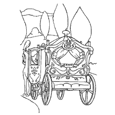 coloriage: Coloriage Cendrillon avec une voiture et un prince