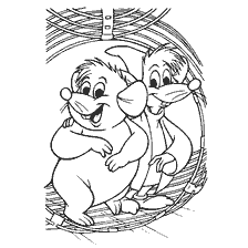 coloriage: Cendrillon souris marchant dans un panier