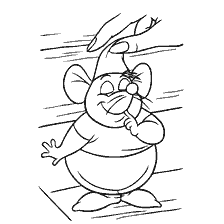 coloriage: Cendrillon souris dans le capuchon avec main levée