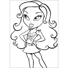 kleurplaat: Kleuren met een meisje uit de Bratz serie poseren in een stijlvolle outfit