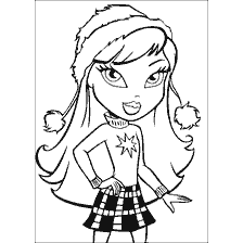 kleurplaat: Kleurende pop Bratz in winteroutfit