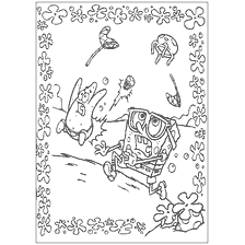 coloring page: SpongeBob and Patrick who run away from jellyfish
