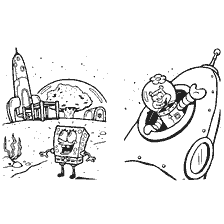 coloring page: SpongeBob and Patrick on a cosmic background