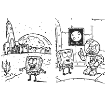 coloring page: SpongeBob SquarePants, SpongeBob and Squirrel on the Moon