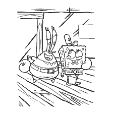 coloring page: SpongeBob SquarePants and Mr. Krabs at Work
