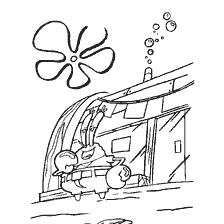 coloring page: SpongeBob SquarePants with Mr. Krabs