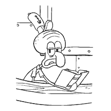 coloring page: Squidward from SpongeBob Square Pants Reading a Book