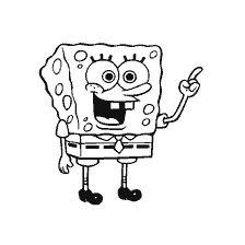 coloring page: SpongeBob SquarePants who smiles and raises his hand