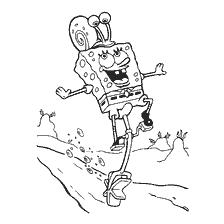 coloring page: SpongeBob Squarepants smiles and holds his feet