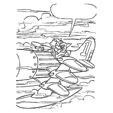coloriage: Don Carnage dans un avion dans les nuages