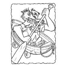 coloriage: Coloration de l'ami de Baloo Louis nageant dans un bateau