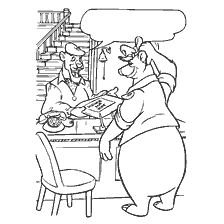 coloriage: Ours et serveur au café discuter paquet pour Rebecca