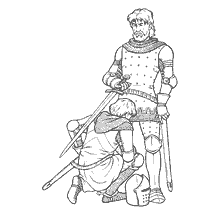 coloring page: Knight and his ward at the time of initiation