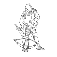 coloring page: Knight with a crossbow in armor