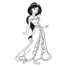 pagina da colorare: Principessa Jasmine nel libro da colorare