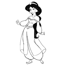 pagina da colorare: Principessa Jasmine nel libro da colorare