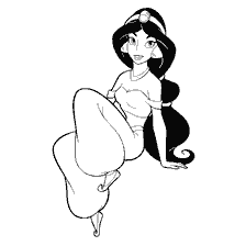 pagina da colorare: Principessa Jasmine nel libro da colorare