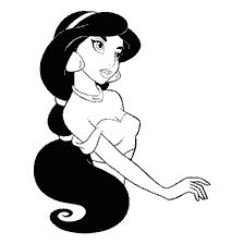 pagina da colorare: Ragazza Jasmine dal cartone animato Aladdin, libro colorante