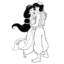 pagina da colorare: Colorare Aladdin e Principessa Jasmine