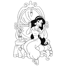 pagina da colorare: Colorare con Jasmine seduto davanti allo specchio