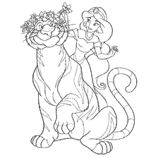 pagina da colorare: Colorare con Aladdin, Jasmine e Tiger Raja
