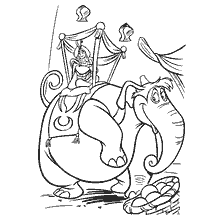 pagina da colorare: Aladdin con il principe Ali e l'elefante