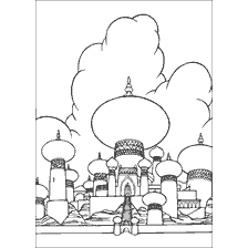 pagina da colorare: Colorare Aladadin con vista sulla città di Agraba