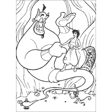 pagina da colorare: Aladdin con il Genie e la Lampada Magica