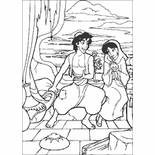 pagina da colorare: Colorare con Aladdin e Jasmine in un mondo da favola
