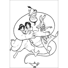 pagina da colorare: Aladdin, Ginny e Jasmine nel libro colorante