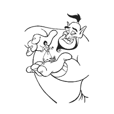 pagina da colorare: Aladdin e Jinn nel libro da colorare