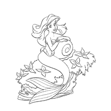 pagina da colorare: La sirena di Ariel sul libro colorante