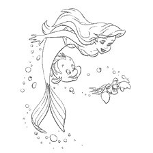 pagina da colorare: Ariel e i suoi amici dove disegnare la sirena