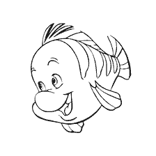 pagina da colorare: Flounderfish dal cartone animato La Sirenetta, libro colorante per bambini