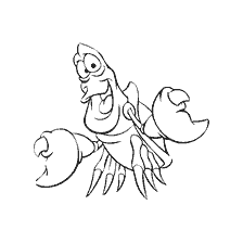 pagina da colorare: Crab Sebastian, un personaggio del cartone animato The Little Mermaid