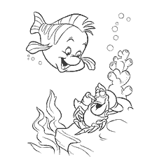 pagina da colorare: Colorare Flounder e Sebastian dalla Sirenetta
