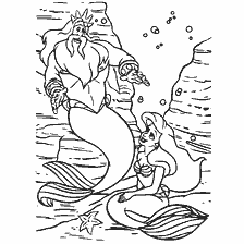 pagina da colorare: La piccola sirena colorazione: Nettuno e Ariel