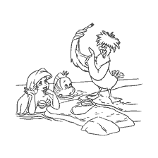pagina da colorare: La Sirenetta: Ariel con Flounder e Sebastian