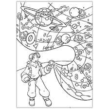 pagina da colorare: Il ragazzo con la mappa nello spazio dal Treasure Planet