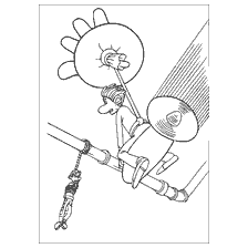 pagina da colorare: Roddy da Flee! scende il tubo con una linea di vita.