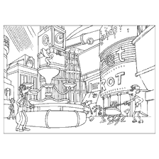 pagina da colorare: Coloring City nella fogna dal cartone animato Flee!