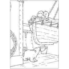 pagina da colorare: Colorare Lars su una nave con un gattino