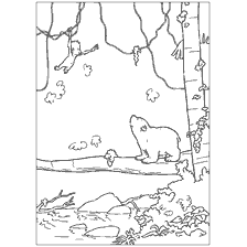 pagina da colorare: Colorazione di Lars, un orso polare e una scimmia sullo sfondo della natura