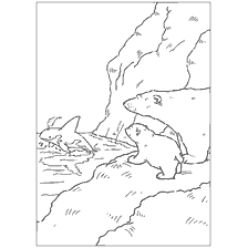 pagina da colorare: Disegno di Lars cubo orso polare e balena assassino