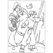 pagina da colorare: Un disegno di personaggi del film animato Treasure Planet che si prepara a viaggiare attraverso il portale.