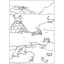 pagina da colorare: Lars su un tricheco con amici su un ago e circondato dalla natura