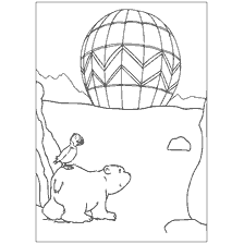 pagina da colorare: Bear Lars con un uccello e una palla sullo sfondo
