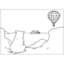 pagina da colorare: Orso polare Lars guarda la nave e l'aria calda nel cielo