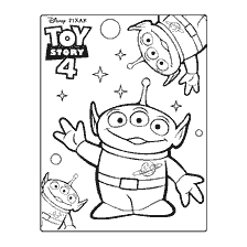 coloring page: Coloring with toy aliens from the cartoon Toy Story