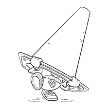 coloring page: Mr Potato Head Hiding Under Traffic Cone